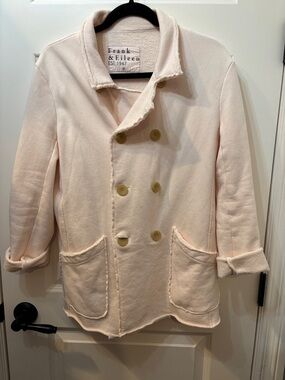 Frank & Eileen Light Cream Double-Breasted Belfast Pea Coat .